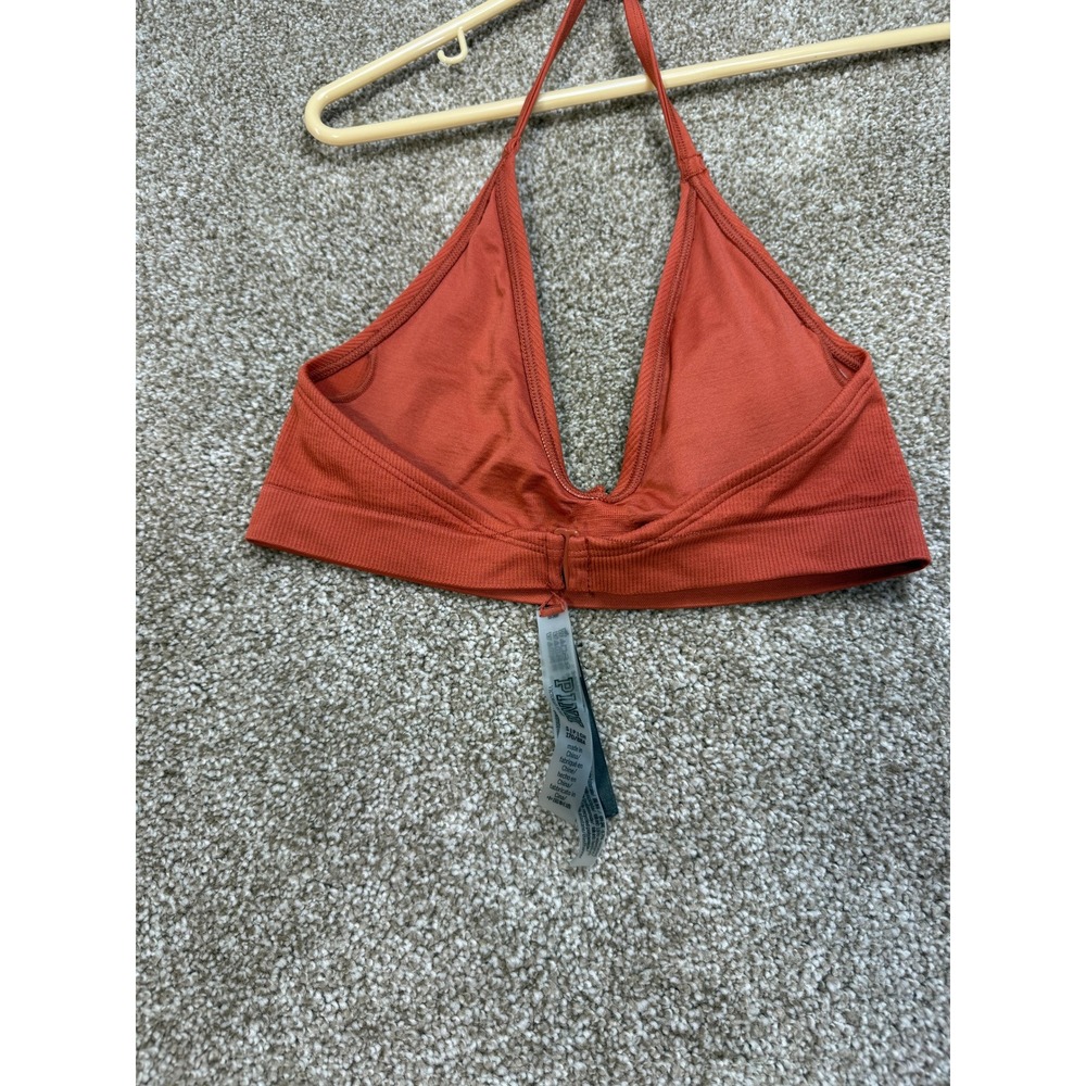 Victoria's Secret PINK Ribbed Halter Bralette Burnt Orange Rust Small Boho Swim - Picture 3 of 8